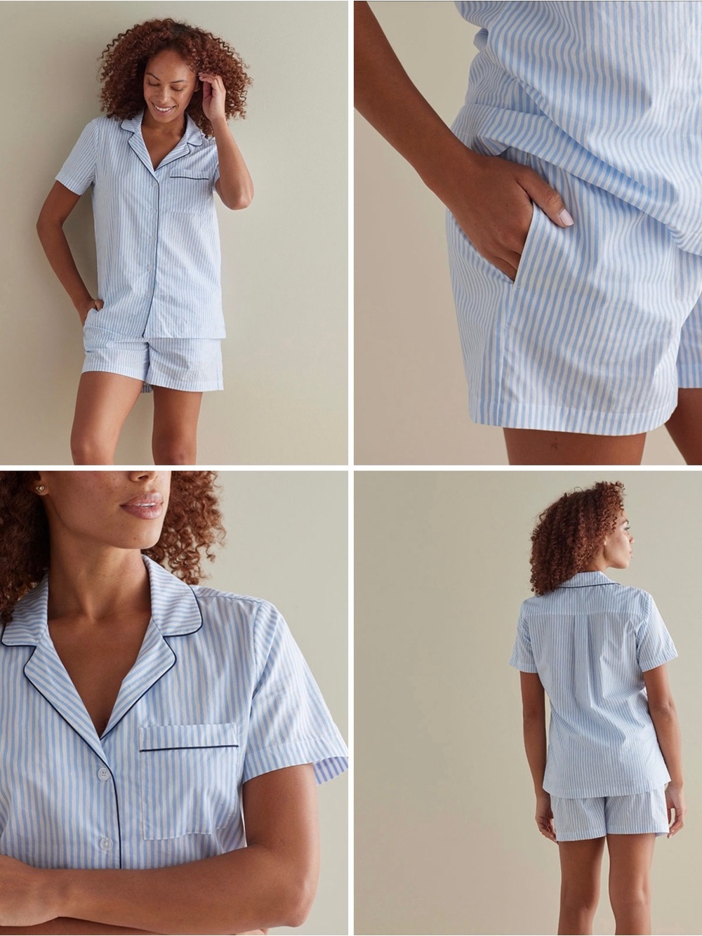 Company Cotton Striped Poplin Women's Short Set- XL